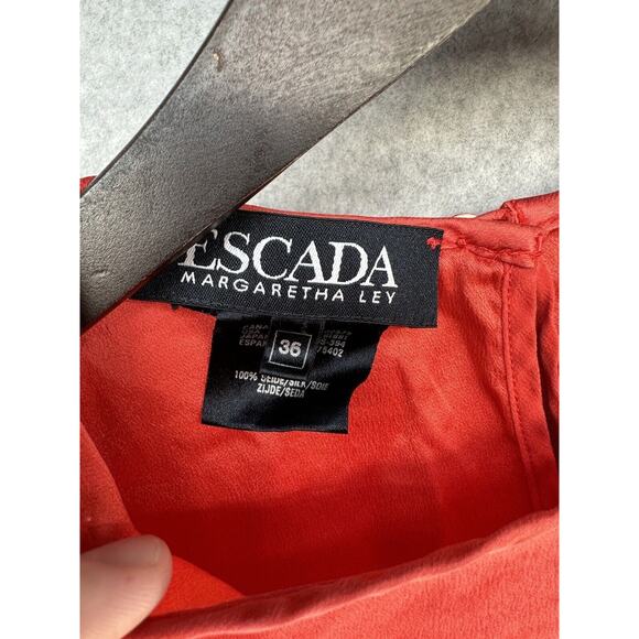 Vintage Margaretha Ley Escada Womens Blouse Size 36 Burnt Orange with Blemishes - Picture 9 of 10